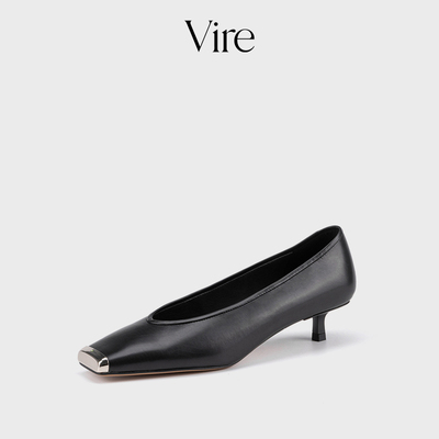 VIRE/99115新款法式时尚方头低跟素皮百搭女士单鞋B