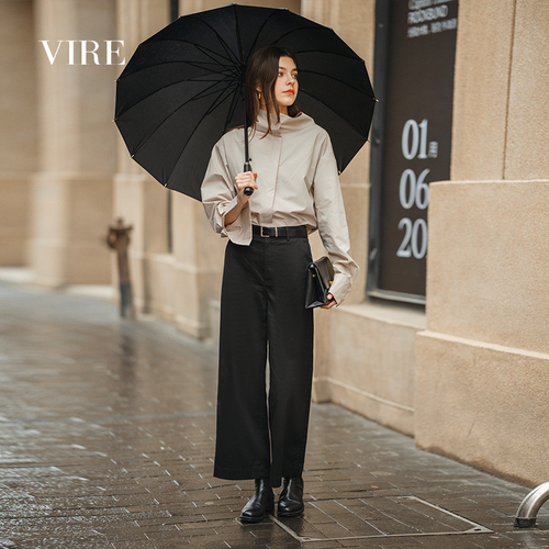 VIRE重磅高定系列40082长袖纯色女士秋冬简约立领衬衫B