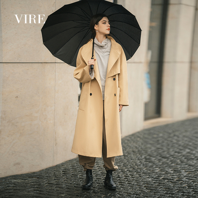 VIRE定制款40090秋冬潮流长款轻奢休闲英伦风双排扣立领风衣B